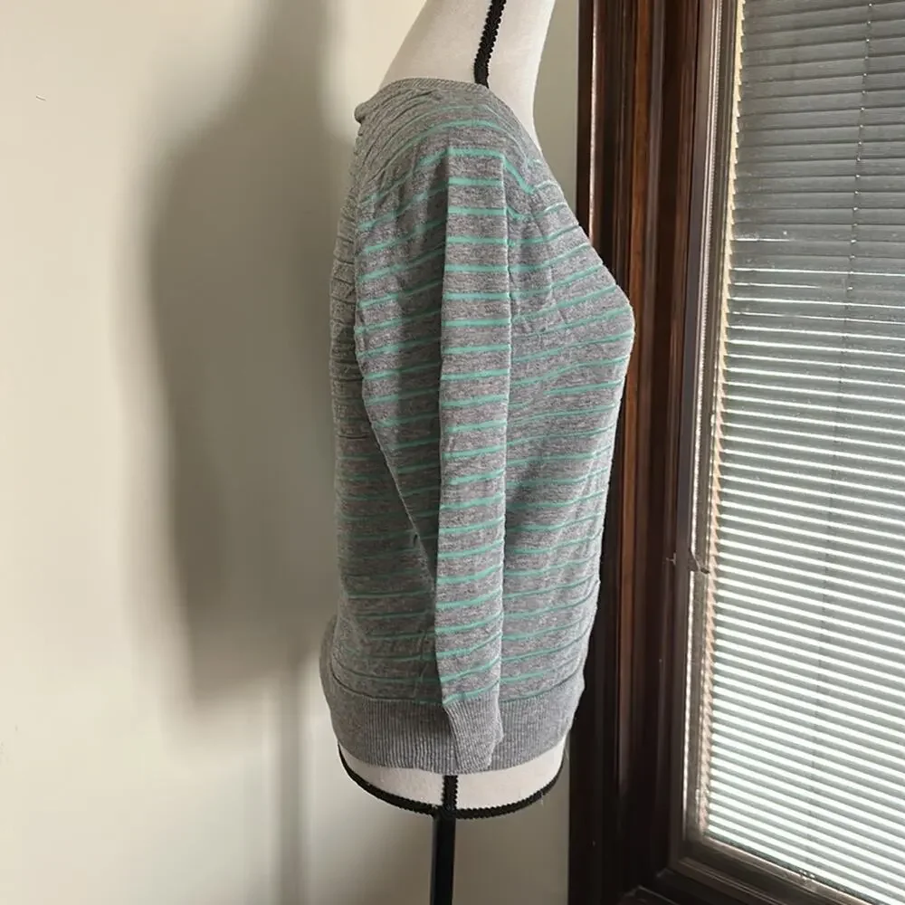 Madewell | Gray and Green Striped Top Size S